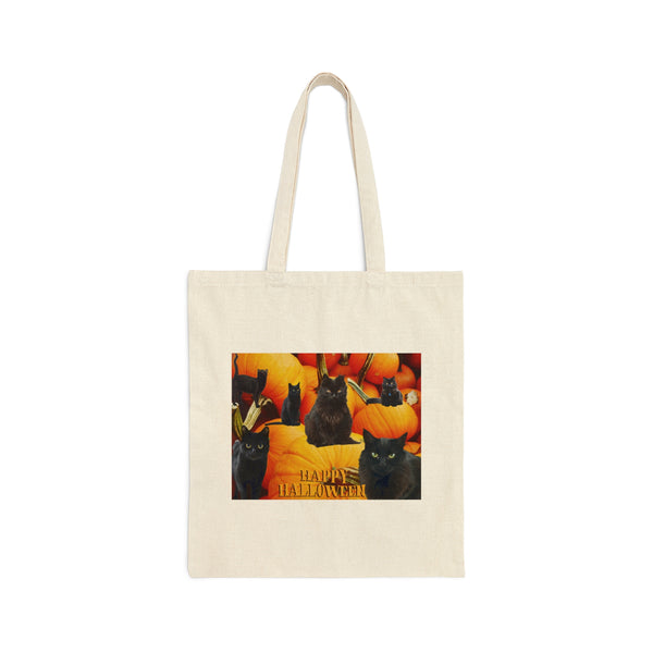 (B) Halloween Cotton Canvas Tote Bag