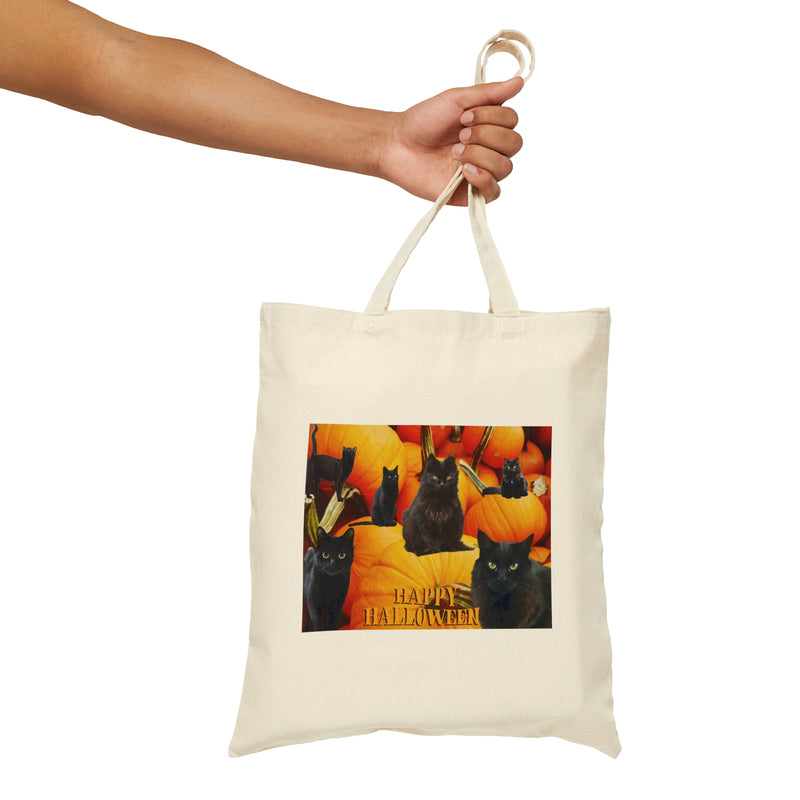 (B) Halloween Cotton Canvas Tote Bag