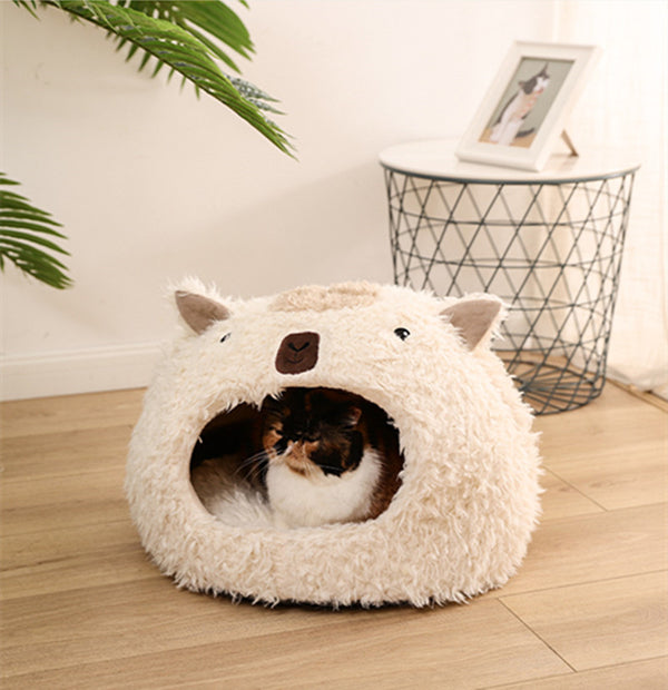 (P) Alpaca Plush Pet Bed for Cats or Dogs