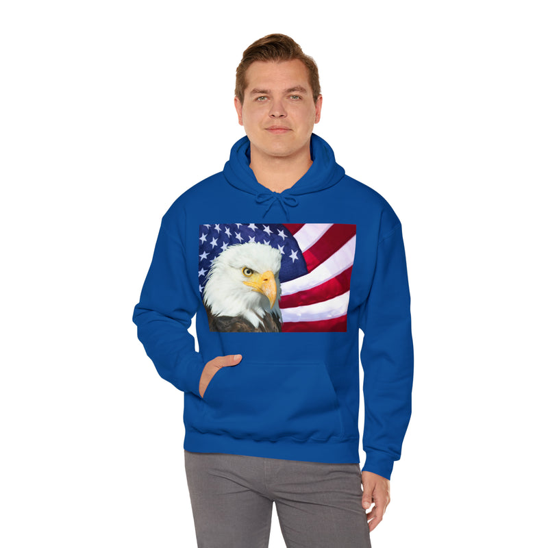 (H) USA Flag and Eagle Unisex Heavy Blend™ Hooded Sweatshirt