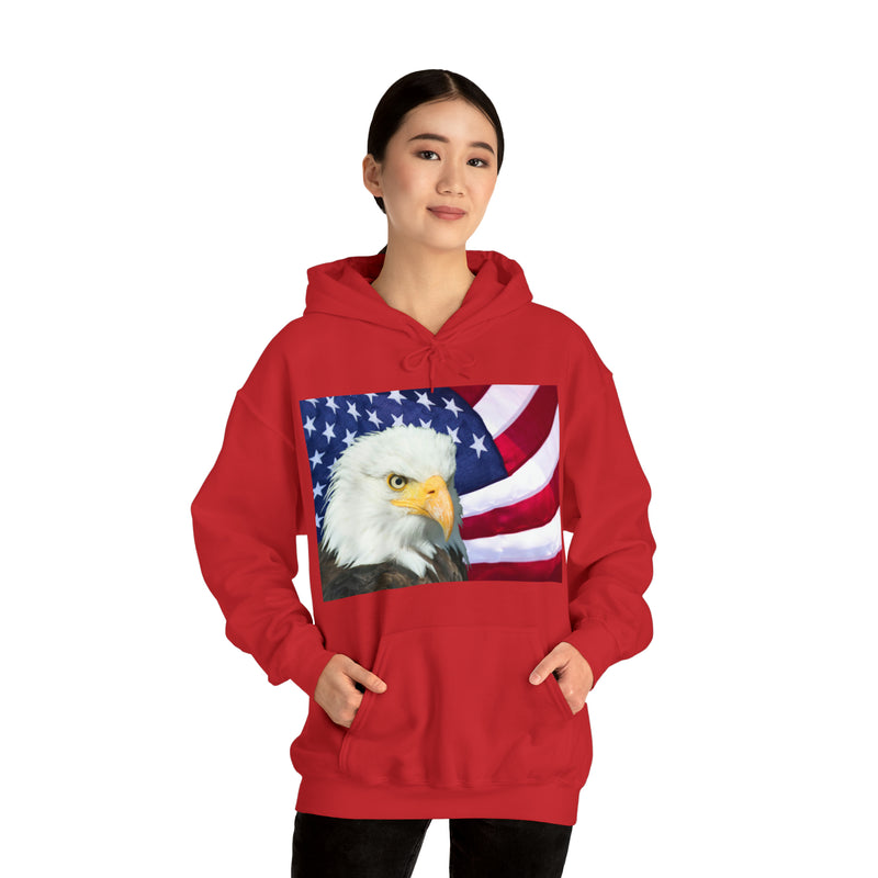 (H) USA Flag and Eagle Unisex Heavy Blend™ Hooded Sweatshirt