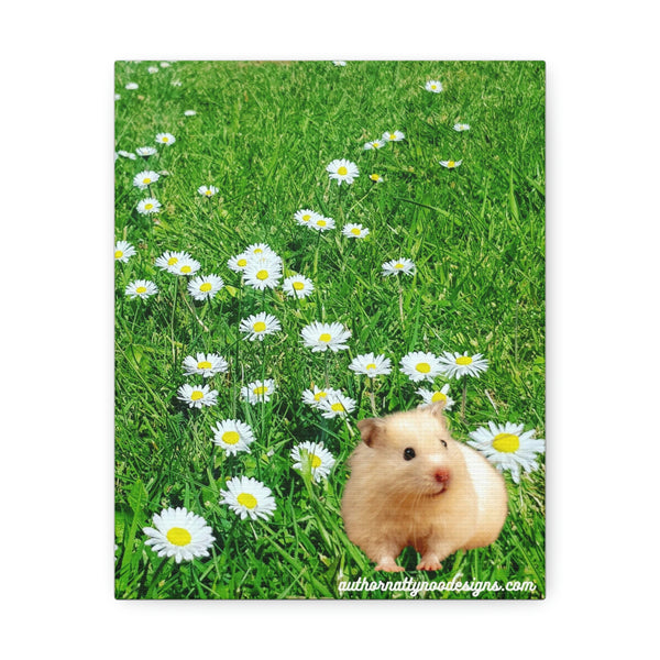 Gallery Daisies and Hamster Satin Canvas, Stretched