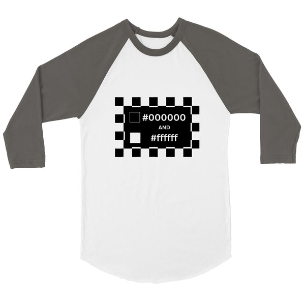 (T) Black and White Unisex 3/4 sleeve Raglan T-shirt