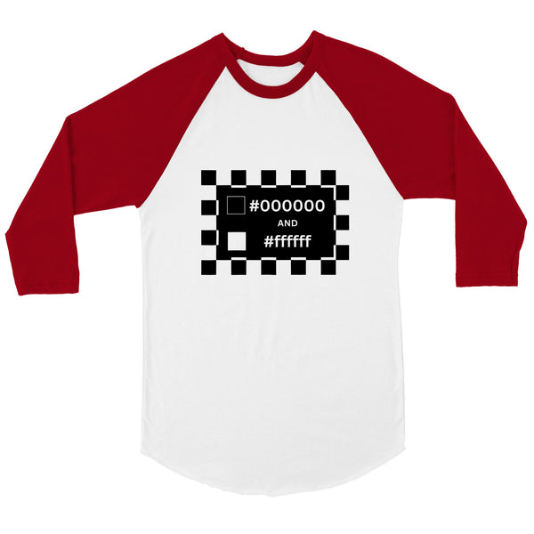 (T) Black and White Unisex 3/4 sleeve Raglan T-shirt